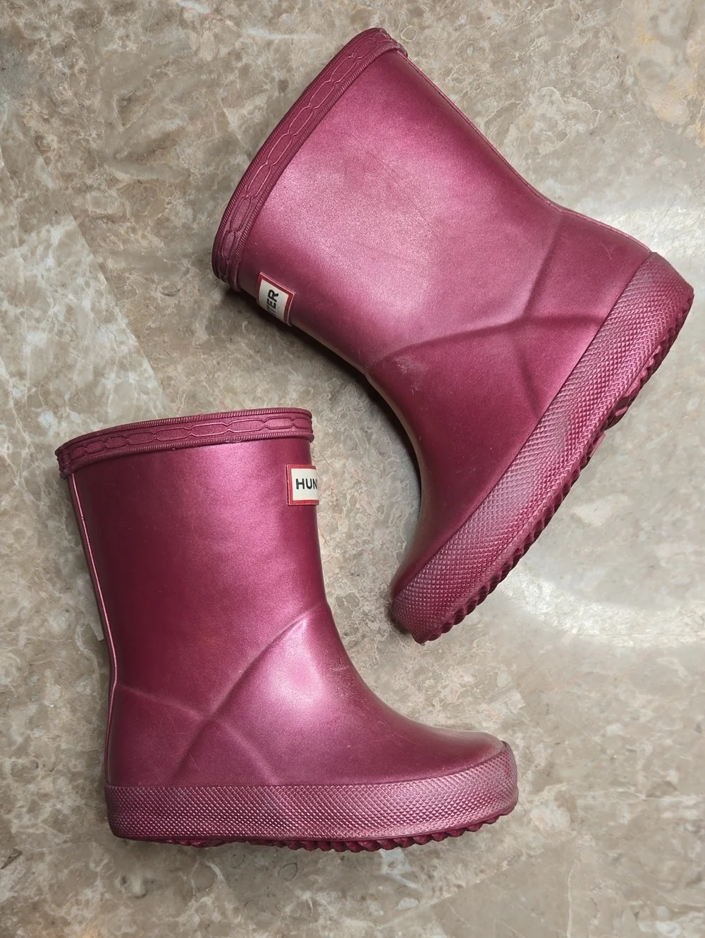 Hunter Kids Metallic Magenta Rain Boots